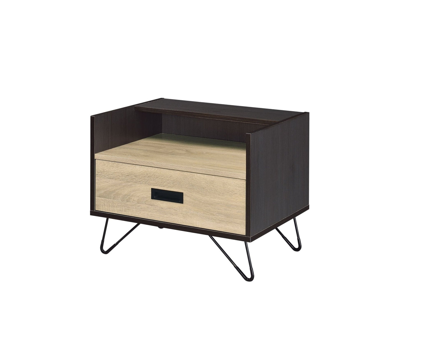 Melkree Oak & Black Finish Accent Table with Display & Utility Function - 1st Choice Furniture Direct