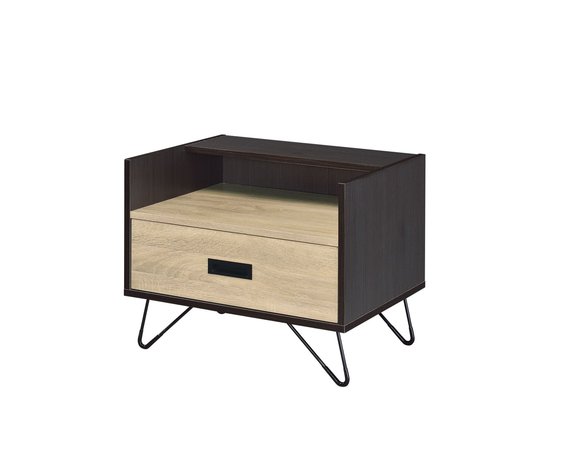Melkree Oak & Black Finish Accent Table with Display & Utility Function - 1st Choice Furniture Direct