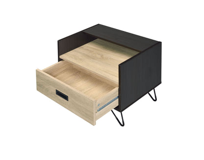 Melkree Oak & Black Finish Accent Table with Display & Utility Function - 1st Choice Furniture Direct