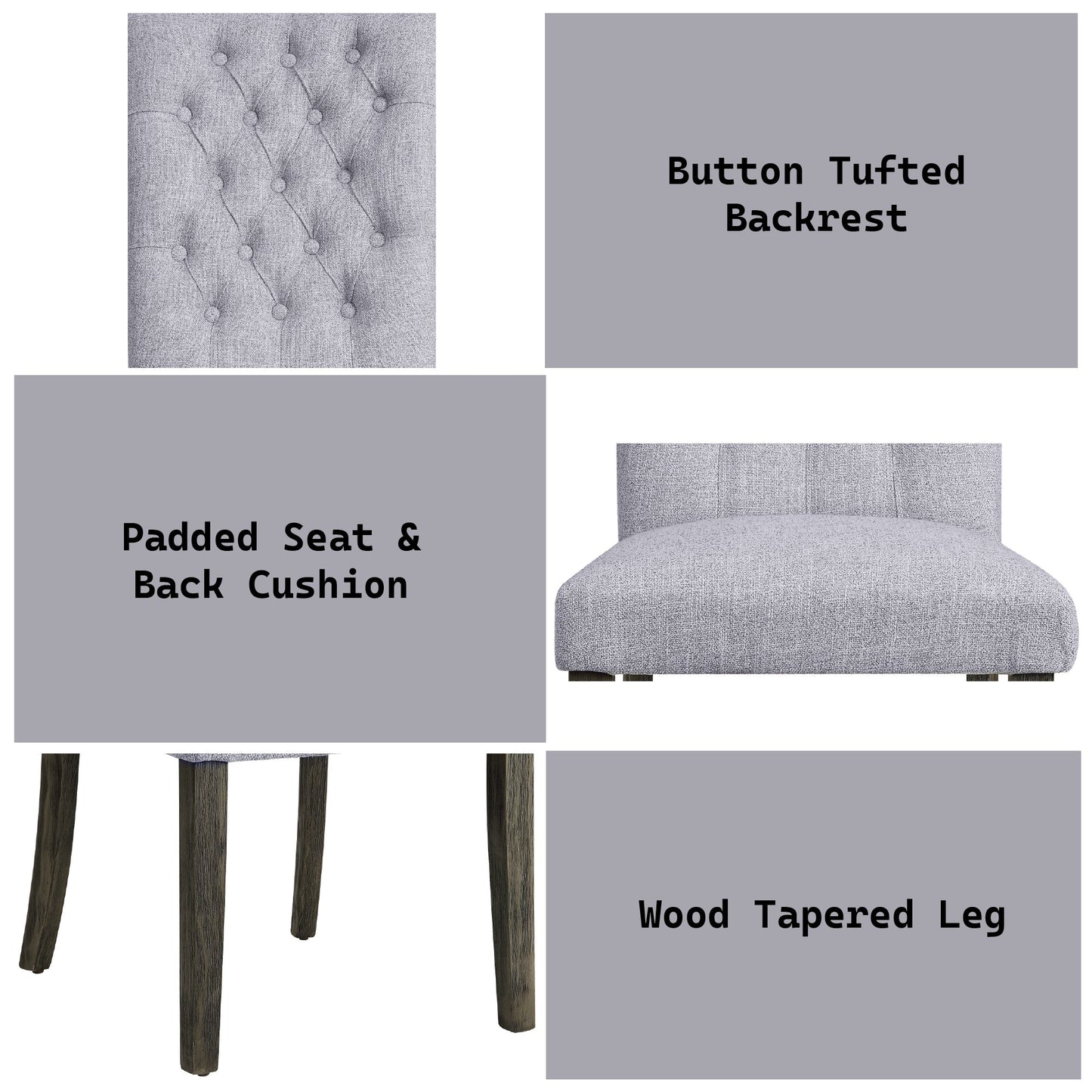 Merel Gray Linen & Gray Oak Finish Side Chair (Set of 2) - 1st Choice Furniture Direct