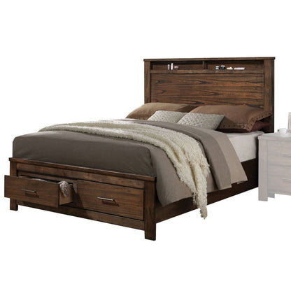 Merrilee Oak Finish EK Bed W/Storage - 1st Choice Furniture Direct