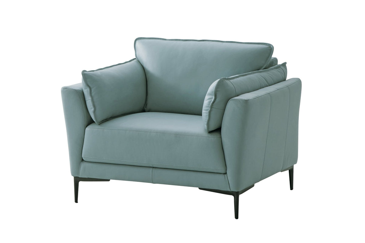 Mesut Sage Green Top Grain Leather & Black Finish Chair - 1st Choice Furniture Direct