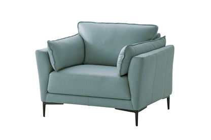Mesut Sage Green Top Grain Leather & Black Finish Chair - 1st Choice Furniture Direct