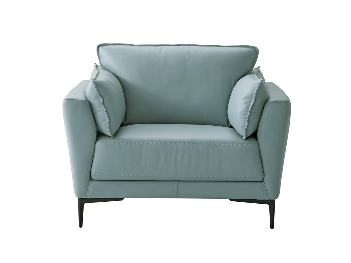 Mesut Sage Green Top Grain Leather & Black Finish Chair - 1st Choice Furniture Direct