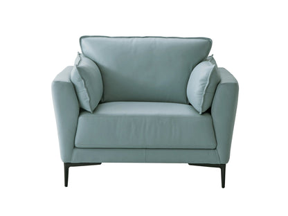 Mesut Sage Green Top Grain Leather & Black Finish Chair - 1st Choice Furniture Direct