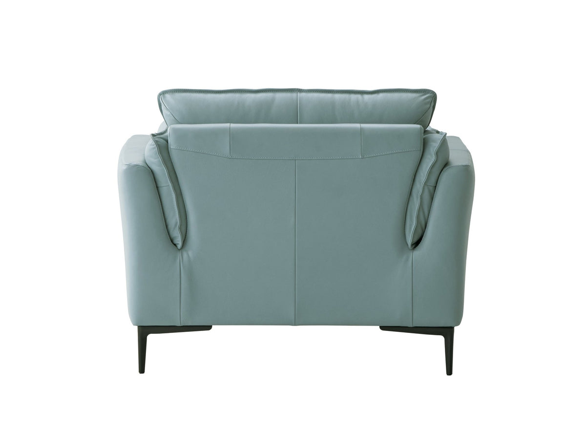 Mesut Sage Green Top Grain Leather & Black Finish Chair - 1st Choice Furniture Direct