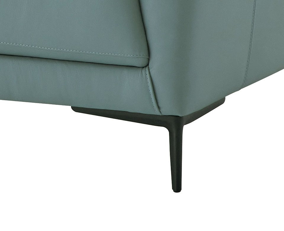 Mesut Sage Green Top Grain Leather & Black Finish Chair - 1st Choice Furniture Direct