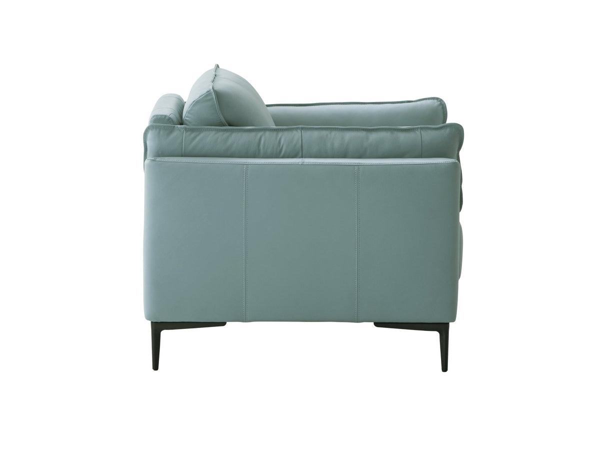 Mesut Sage Green Top Grain Leather & Black Finish Chair - 1st Choice Furniture Direct
