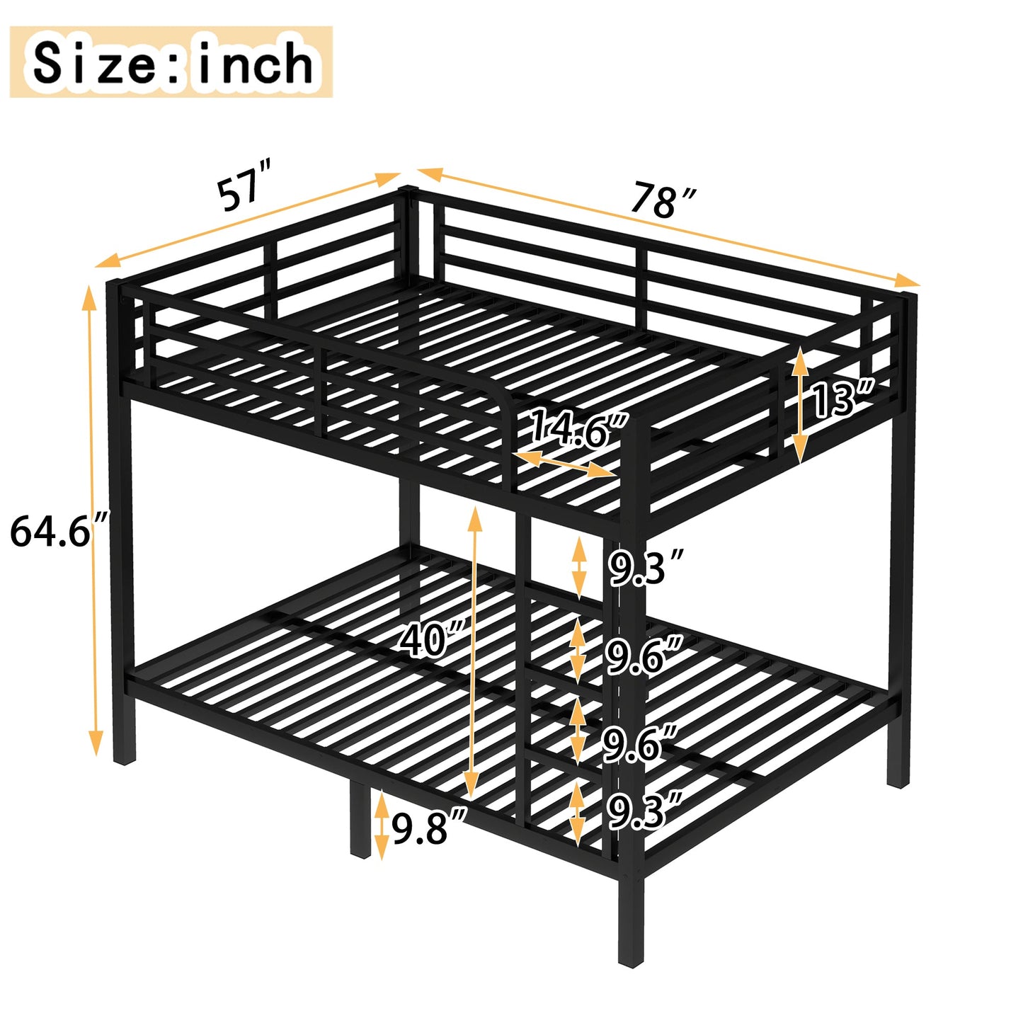 Metal Full over Full Bunk Bed for Teens and Adults,Space - Saving/Noise Reduced/No Box Spring Needed, Black - 1st Choice Furniture Direct
