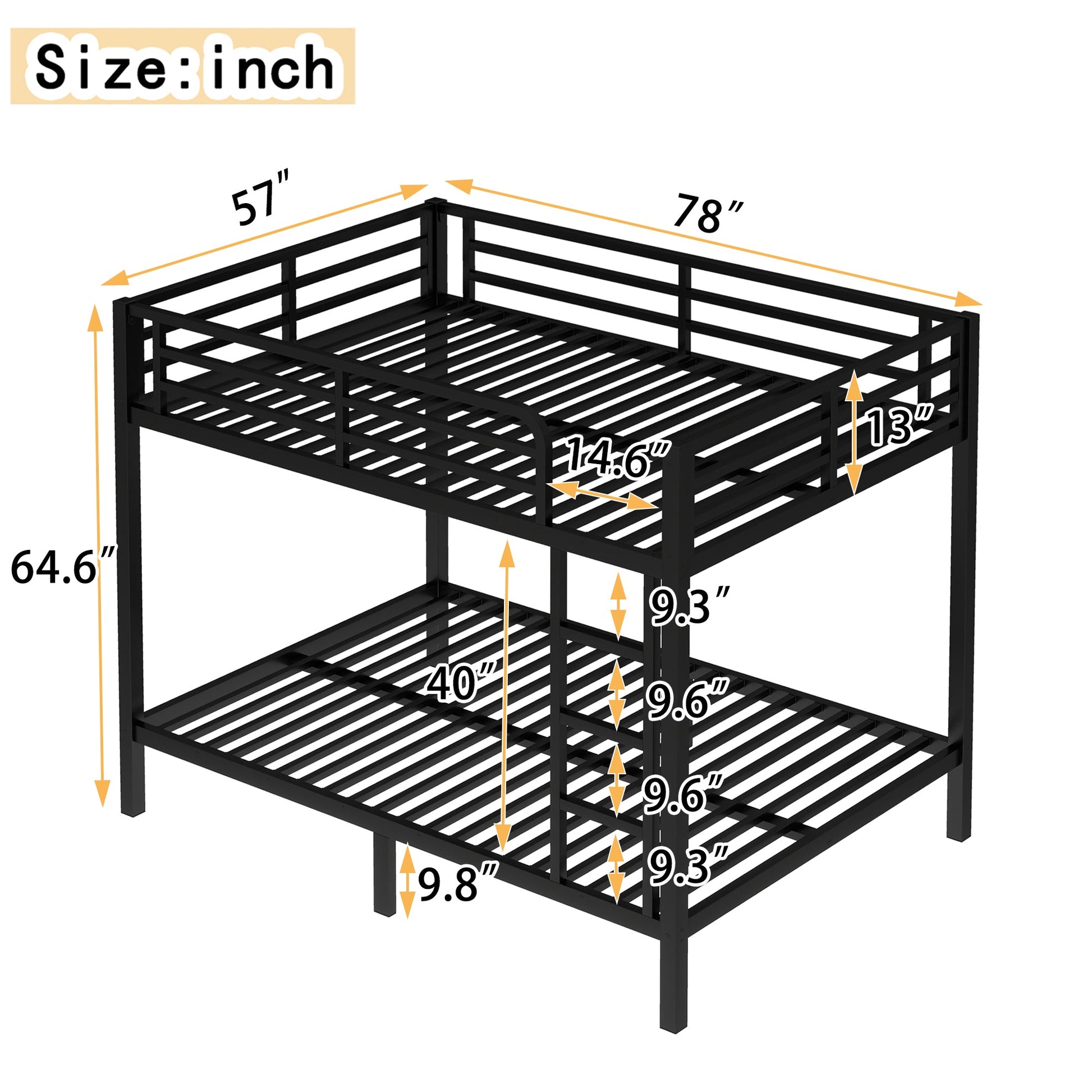 Metal Full over Full Bunk Bed for Teens and Adults,Space - Saving/Noise Reduced/No Box Spring Needed, Black - 1st Choice Furniture Direct