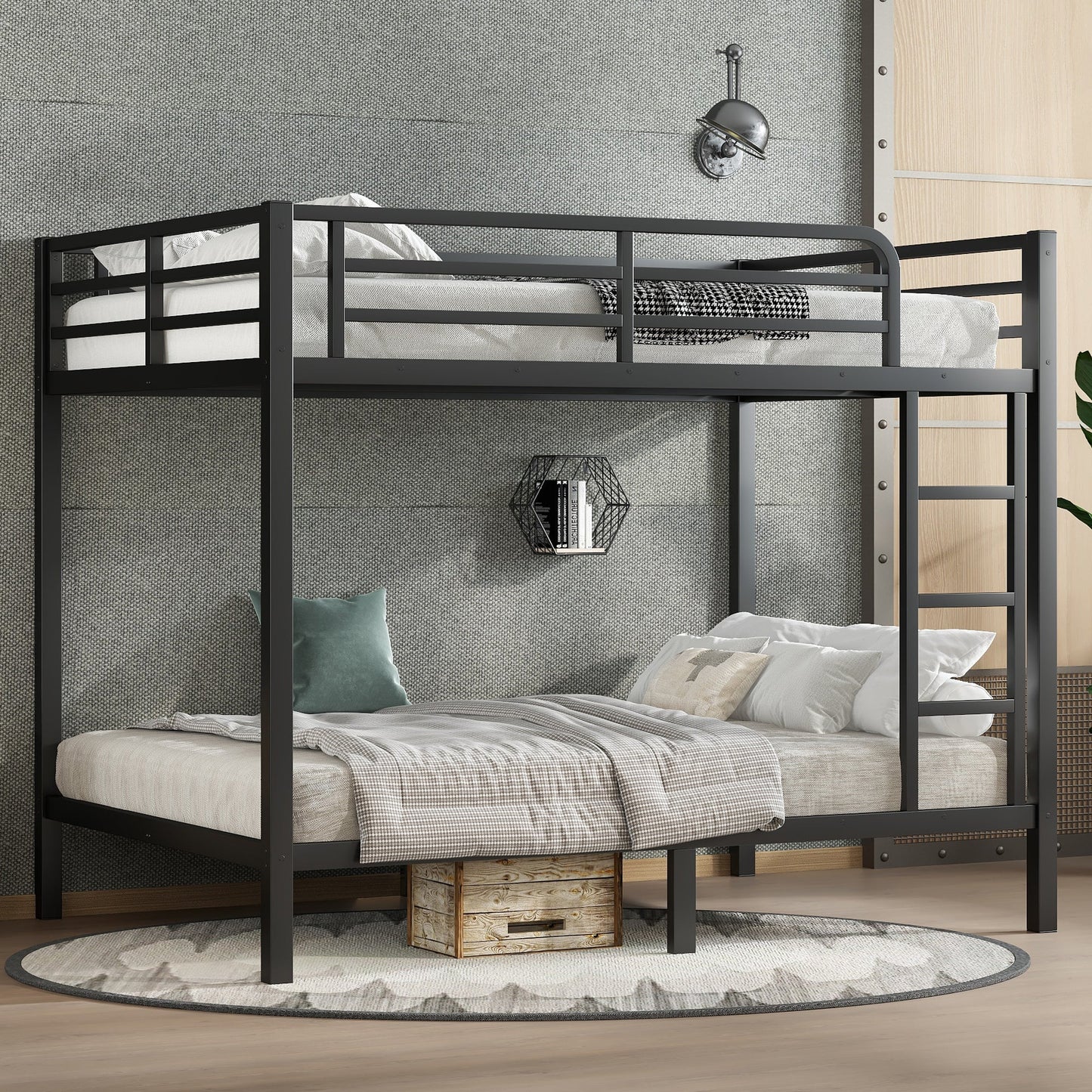 Metal Full over Full Bunk Bed for Teens and Adults,Space - Saving/Noise Reduced/No Box Spring Needed, Black - 1st Choice Furniture Direct