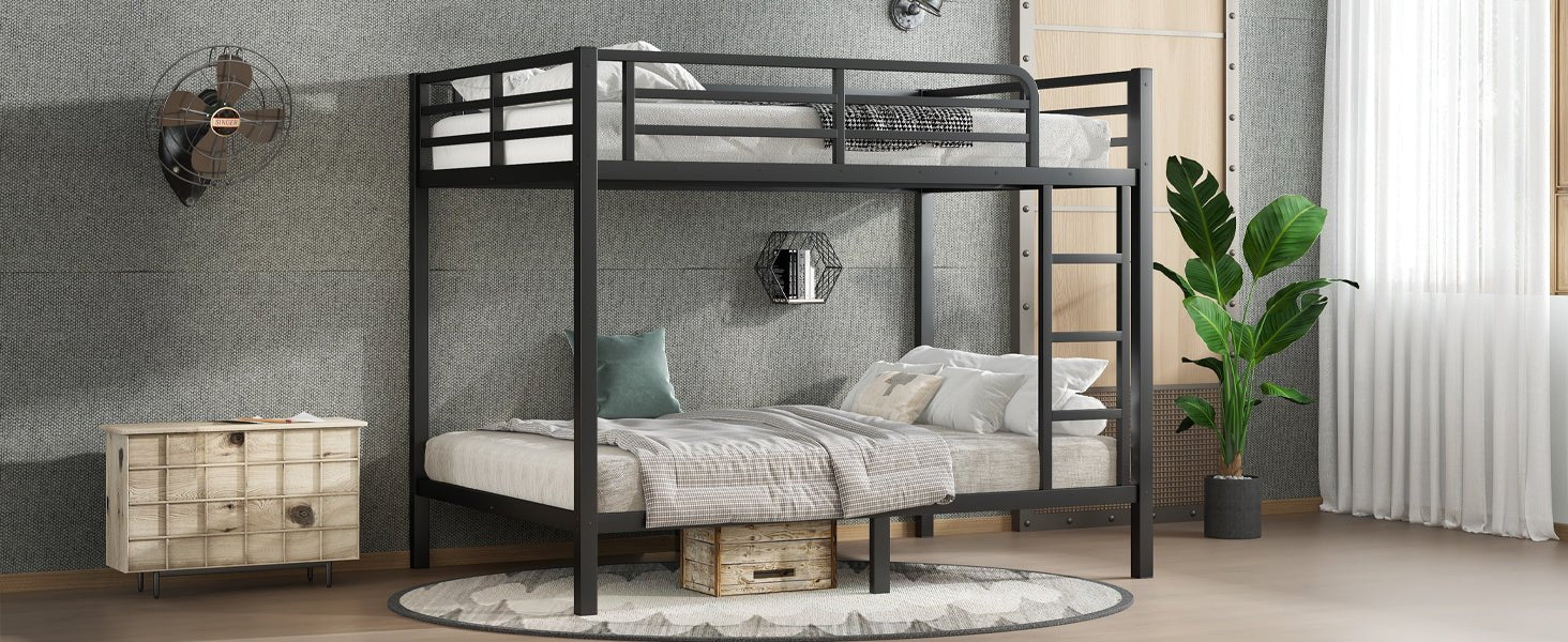 Metal Full over Full Bunk Bed for Teens and Adults,Space - Saving/Noise Reduced/No Box Spring Needed, Black - 1st Choice Furniture Direct