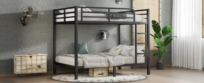 Metal Full over Full Bunk Bed for Teens and Adults,Space - Saving/Noise Reduced/No Box Spring Needed, Black - 1st Choice Furniture Direct