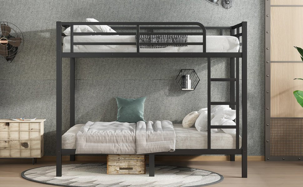 Metal Full over Full Bunk Bed for Teens and Adults,Space - Saving/Noise Reduced/No Box Spring Needed, Black - 1st Choice Furniture Direct