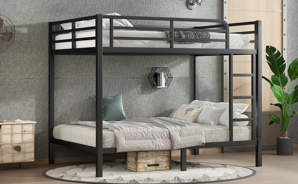Metal Full over Full Bunk Bed for Teens and Adults,Space - Saving/Noise Reduced/No Box Spring Needed, Black - 1st Choice Furniture Direct