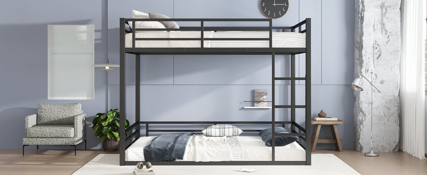 Metal Queen over Queen Bunk Bed for Teens and Adults,Space - Saving/Noise Reduced/No Box Spring Needed,Black - 1st Choice Furniture Direct