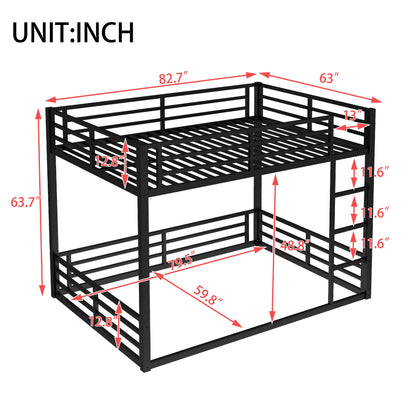 Metal Queen over Queen Bunk Bed for Teens and Adults,Space - Saving/Noise Reduced/No Box Spring Needed,Black - 1st Choice Furniture Direct