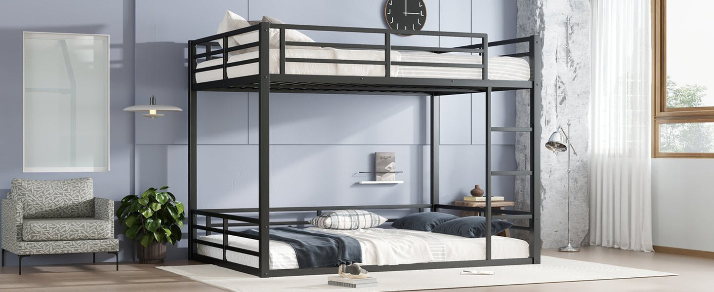 Metal Queen over Queen Bunk Bed for Teens and Adults,Space - Saving/Noise Reduced/No Box Spring Needed,Black - 1st Choice Furniture Direct