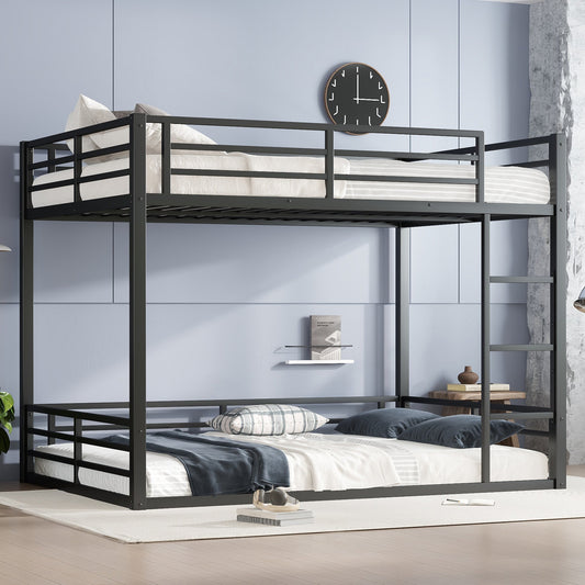 Metal Queen over Queen Bunk Bed for Teens and Adults,Space - Saving/Noise Reduced/No Box Spring Needed,Black - 1st Choice Furniture Direct