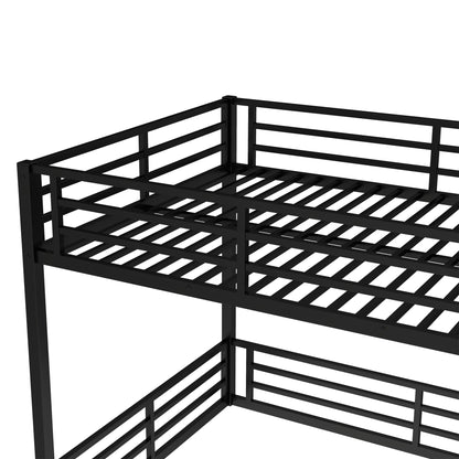 Metal Queen over Queen Bunk Bed for Teens and Adults,Space - Saving/Noise Reduced/No Box Spring Needed,Black - 1st Choice Furniture Direct