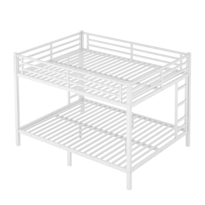 Metal Queen over Queen Bunk Bed for Teens and Adults,Space - Saving/Noise Reduced/No Box Spring Needed,White - 1st Choice Furniture Direct