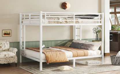 Metal Queen over Queen Bunk Bed for Teens and Adults,Space - Saving/Noise Reduced/No Box Spring Needed,White - 1st Choice Furniture Direct