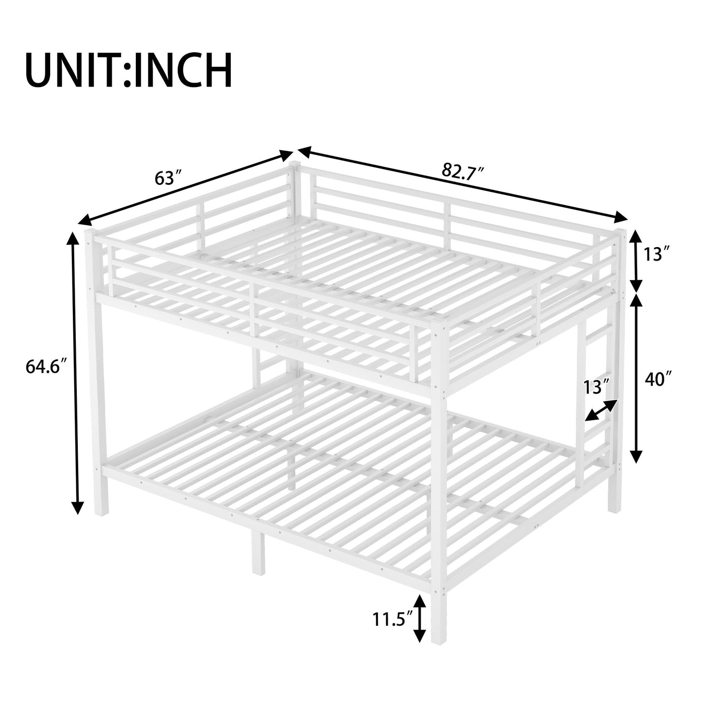 Metal Queen over Queen Bunk Bed for Teens and Adults,Space - Saving/Noise Reduced/No Box Spring Needed,White - 1st Choice Furniture Direct