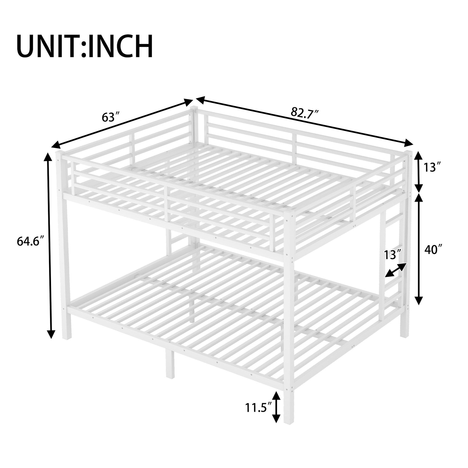 Metal Queen over Queen Bunk Bed for Teens and Adults,Space - Saving/Noise Reduced/No Box Spring Needed,White - 1st Choice Furniture Direct