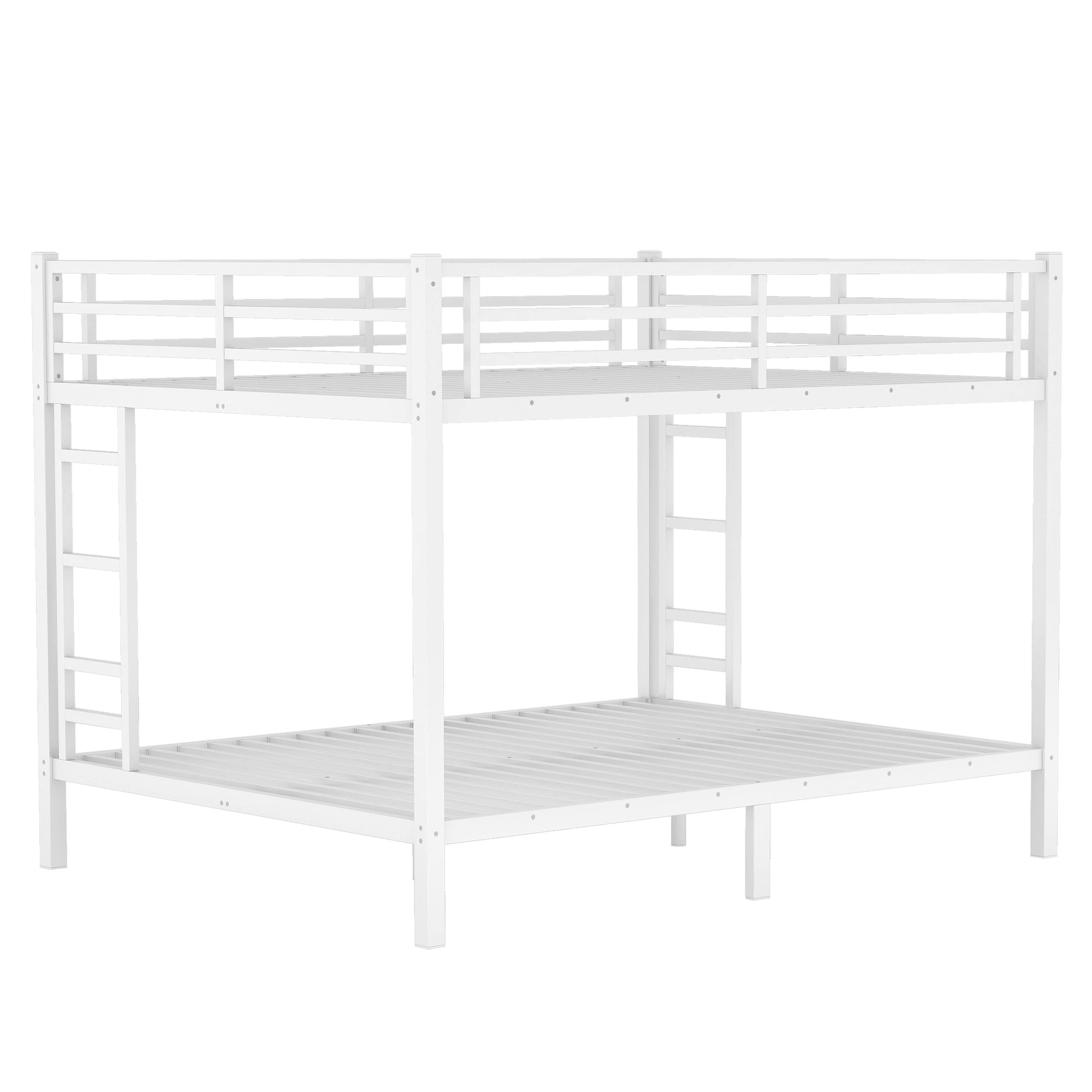 Metal Queen over Queen Bunk Bed for Teens and Adults,Space - Saving/Noise Reduced/No Box Spring Needed,White - 1st Choice Furniture Direct
