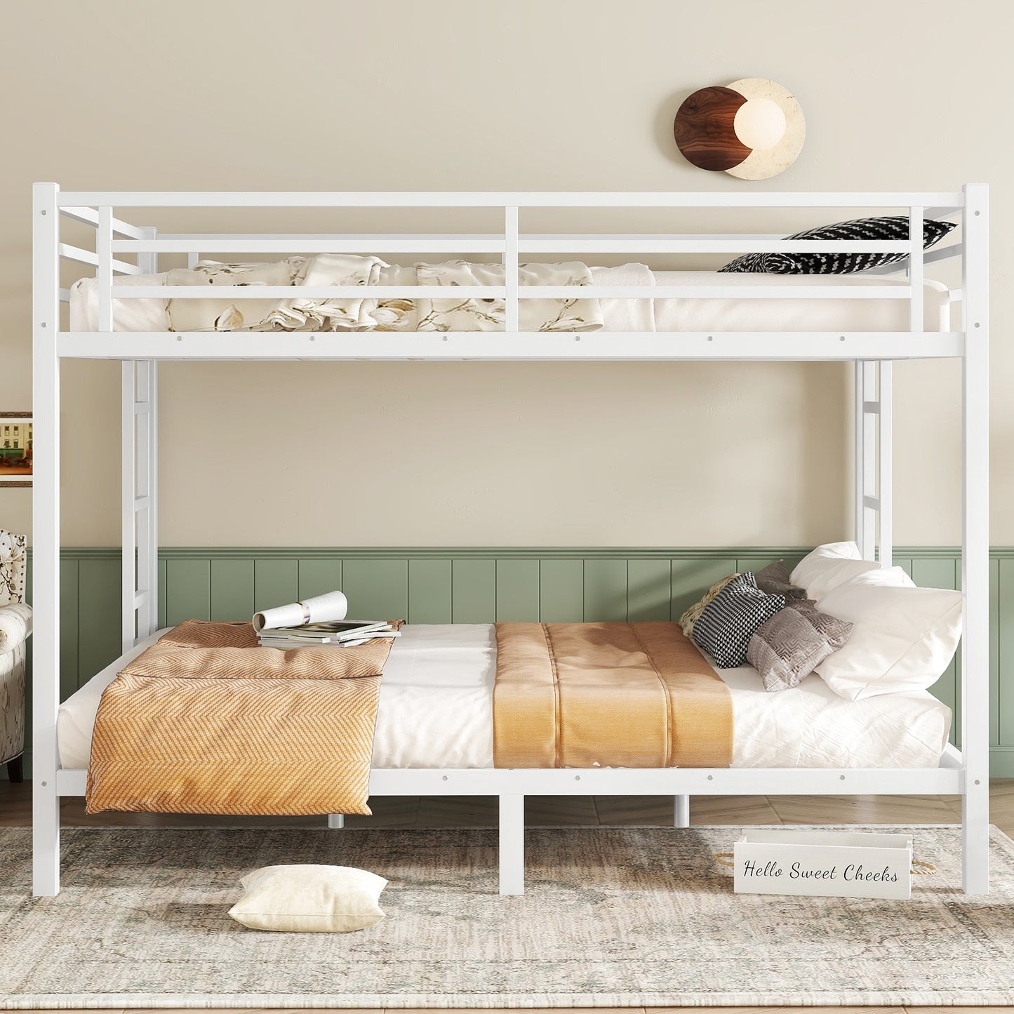 Metal Queen over Queen Bunk Bed for Teens and Adults,Space - Saving/Noise Reduced/No Box Spring Needed,White - 1st Choice Furniture Direct