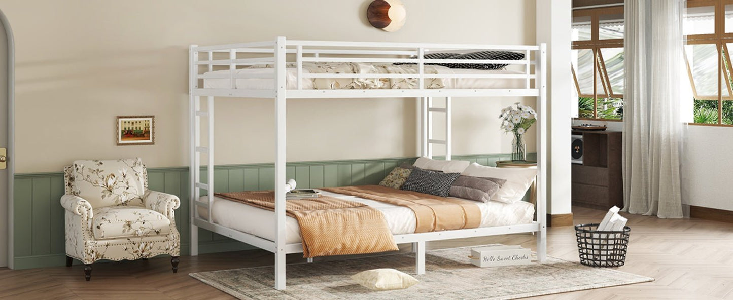 Metal Queen over Queen Bunk Bed for Teens and Adults,Space - Saving/Noise Reduced/No Box Spring Needed,White - 1st Choice Furniture Direct