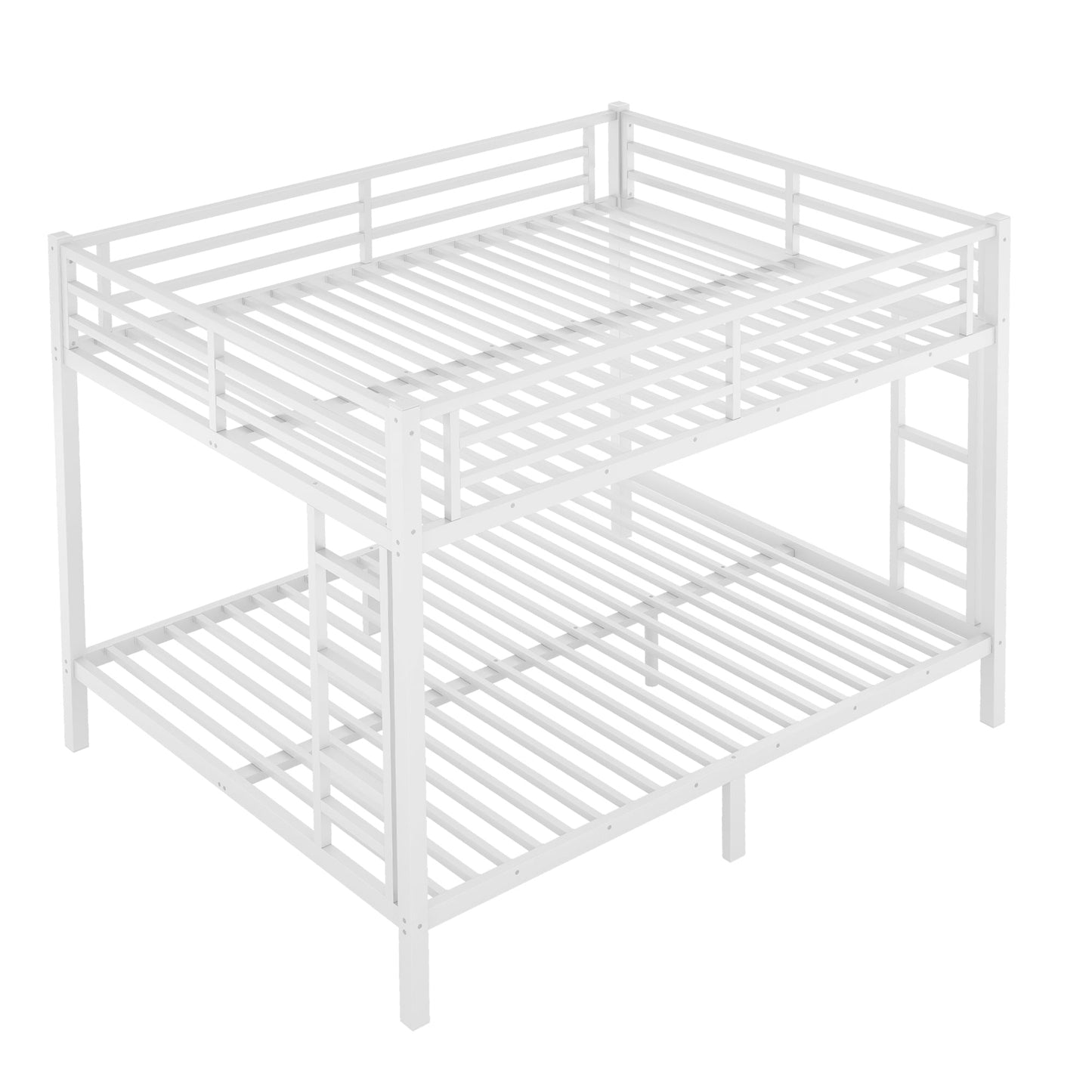 Metal Queen over Queen Bunk Bed for Teens and Adults,Space - Saving/Noise Reduced/No Box Spring Needed,White - 1st Choice Furniture Direct