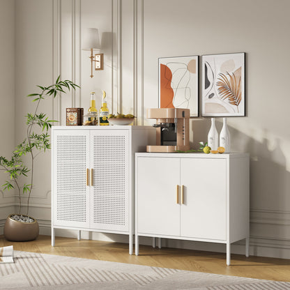 Metal Storage Cabinet with 2 Doors and 2 Adjustable Shelves, Steel Garage Storage Cabinet, Metal File Cabinet for Home Office School Gym, White - 1st Choice Furniture Direct