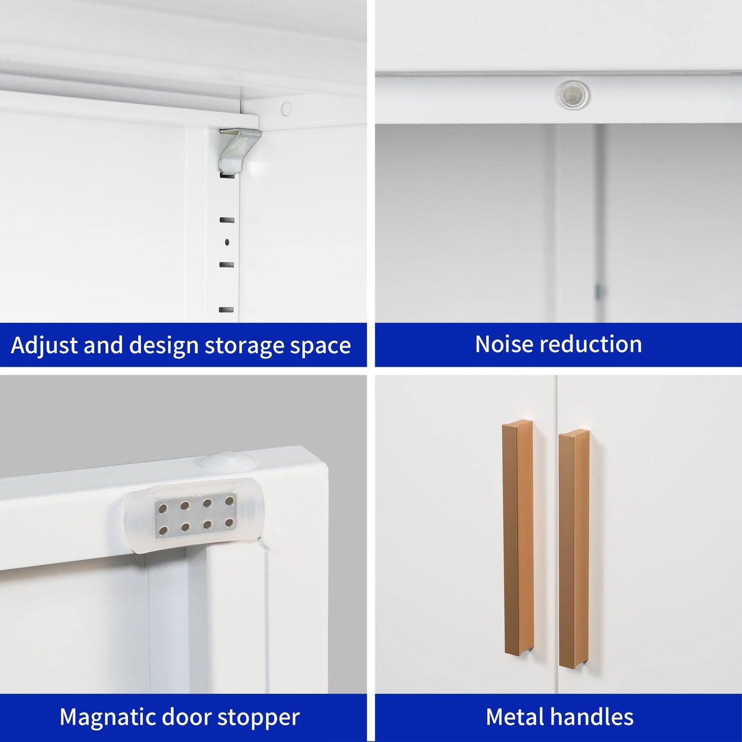 Metal Storage Cabinet with 2 Doors and 2 Adjustable Shelves, Steel Garage Storage Cabinet, Metal File Cabinet for Home Office School Gym, White - 1st Choice Furniture Direct