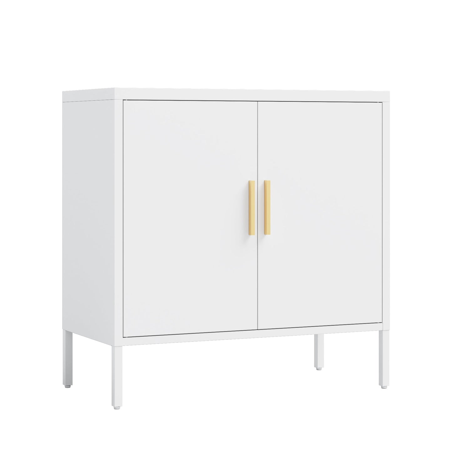 Metal Storage Cabinet with 2 Doors and 2 Adjustable Shelves, Steel Garage Storage Cabinet, Metal File Cabinet for Home Office School Gym, White - 1st Choice Furniture Direct
