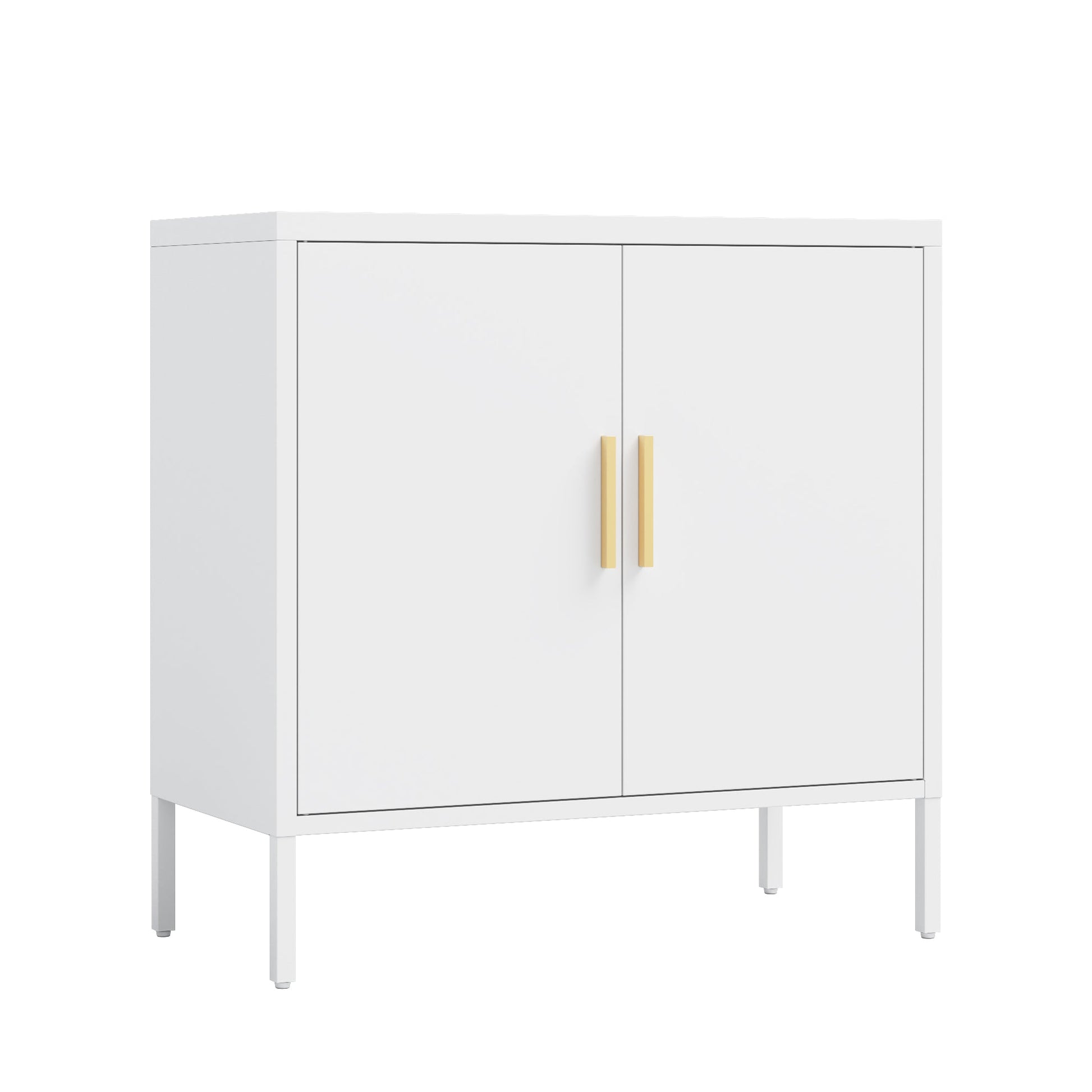 Metal Storage Cabinet with 2 Doors and 2 Adjustable Shelves, Steel Garage Storage Cabinet, Metal File Cabinet for Home Office School Gym, White - 1st Choice Furniture Direct
