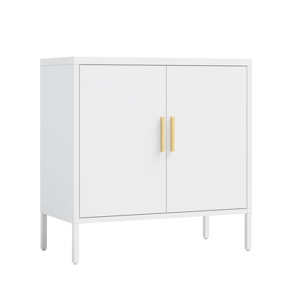 Metal Storage Cabinet with 2 Doors and 2 Adjustable Shelves, Steel Garage Storage Cabinet, Metal File Cabinet for Home Office School Gym, White - 1st Choice Furniture Direct