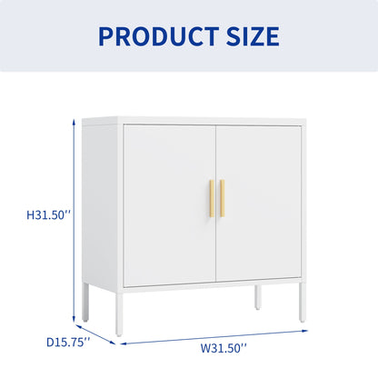 Metal Storage Cabinet with 2 Doors and 2 Adjustable Shelves, Steel Garage Storage Cabinet, Metal File Cabinet for Home Office School Gym, White - 1st Choice Furniture Direct