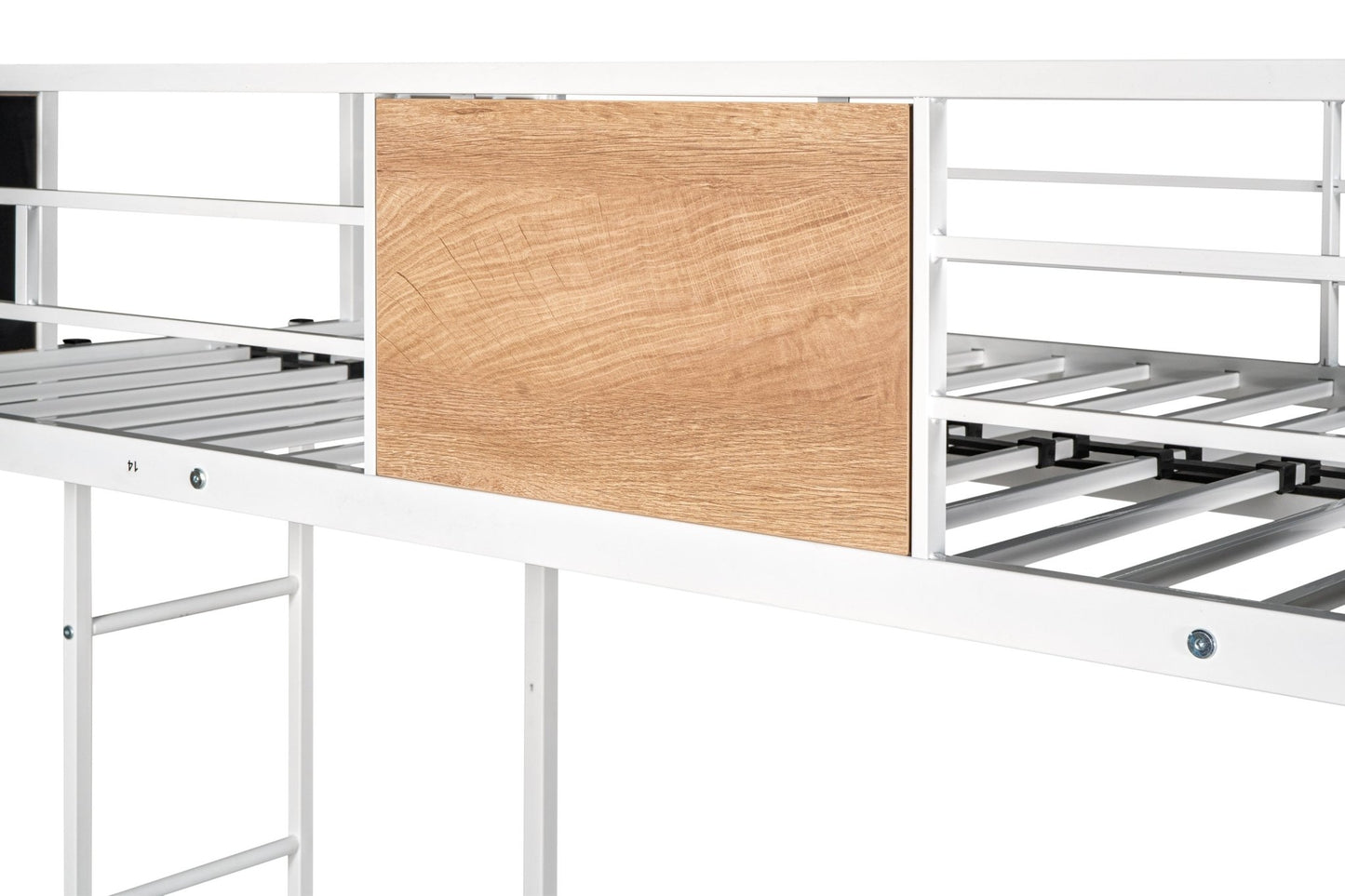 Metal Twin over Full Bunk Bed with Trundle/ Heavy - duty Sturdy Metal/ Noise Reduced/ Safety Guardrail/ Wooden Decoration/ Convenient Trundle / Bunk Bed for Three/ CPC Certified/ No Box Spring Needed - 1st Choice Furniture Direct