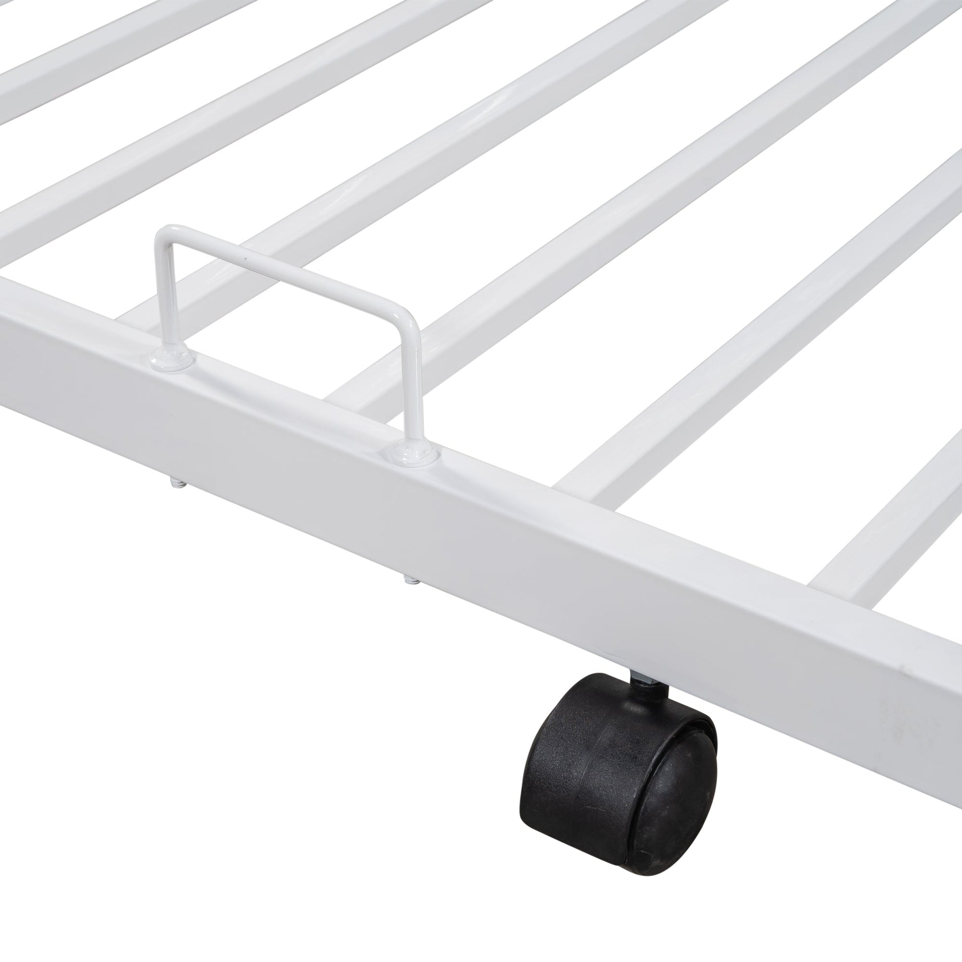 Metal Twin over Full Bunk Bed with Trundle/ Heavy - duty Sturdy Metal/ Noise Reduced/ Safety Guardrail/ Wooden Decoration/ Convenient Trundle / Bunk Bed for Three/ CPC Certified/ No Box Spring Needed - 1st Choice Furniture Direct
