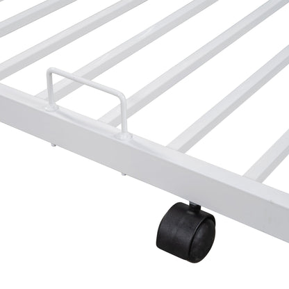 Metal Twin over Full Bunk Bed with Trundle/ Heavy - duty Sturdy Metal/ Noise Reduced/ Safety Guardrail/ Wooden Decoration/ Convenient Trundle / Bunk Bed for Three/ CPC Certified/ No Box Spring Needed - 1st Choice Furniture Direct