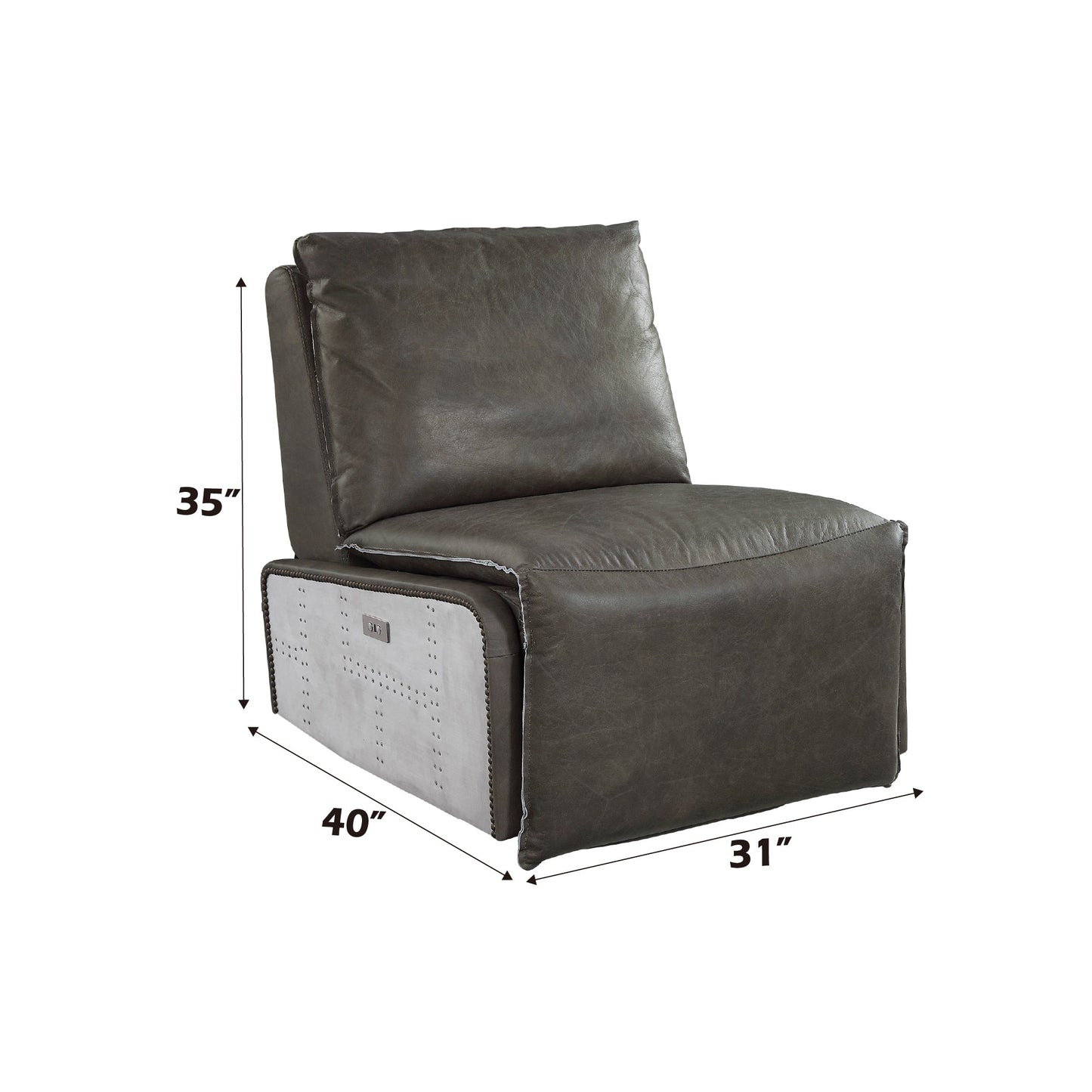 Metier Gray Top Grain Leather & Aluminum Power Motion Recliner - 1st Choice Furniture Direct