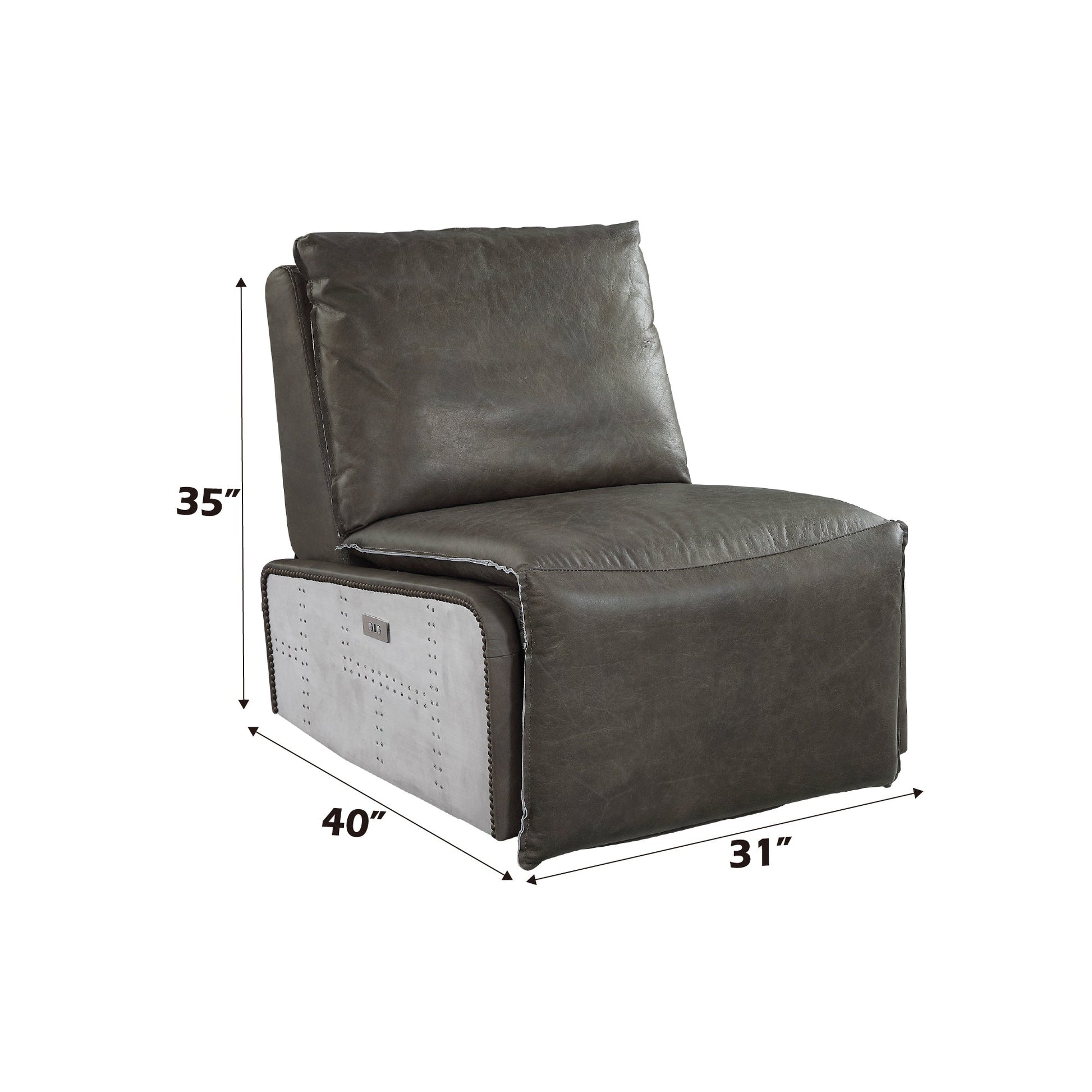 Metier Gray Top Grain Leather & Aluminum Power Motion Recliner - 1st Choice Furniture Direct