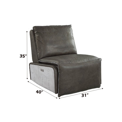 Metier Gray Top Grain Leather & Aluminum Power Motion Recliner - 1st Choice Furniture Direct