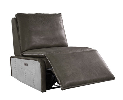 Metier Gray Top Grain Leather & Aluminum Power Motion Recliner - 1st Choice Furniture Direct