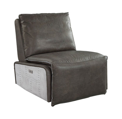Metier Gray Top Grain Leather & Aluminum Power Motion Recliner - 1st Choice Furniture Direct