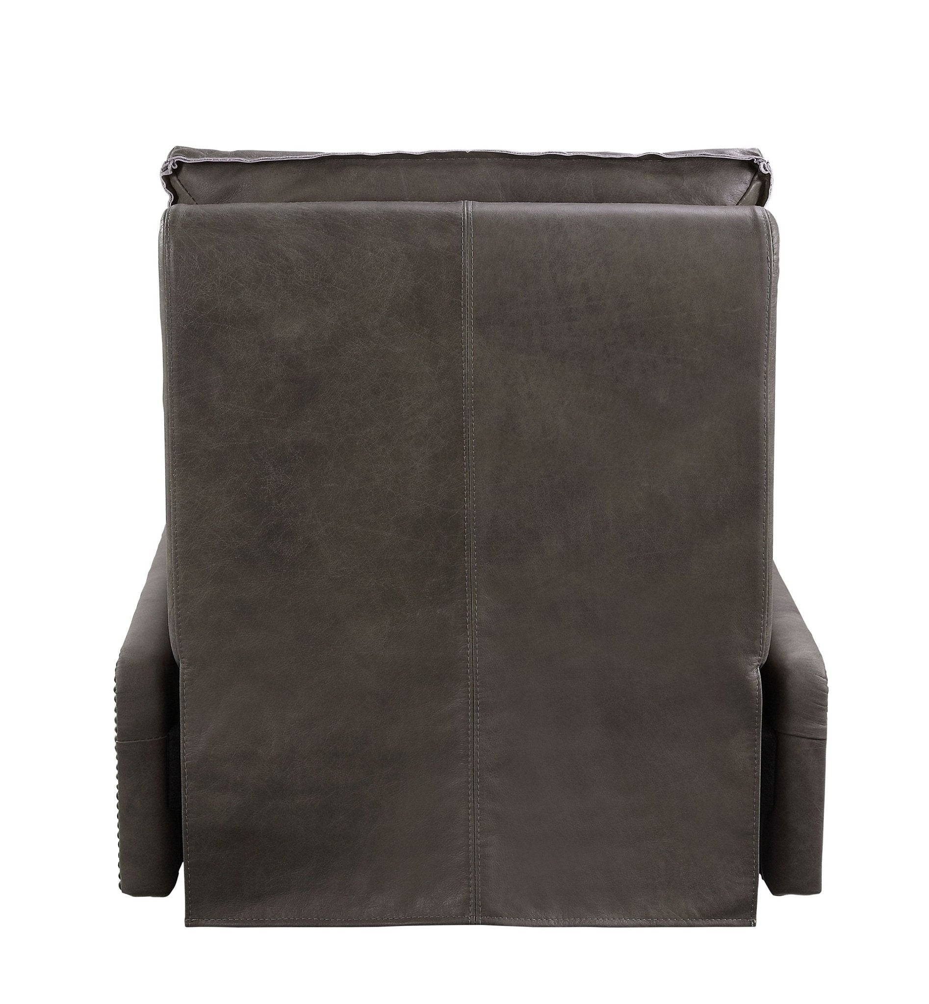 Metier Gray Top Grain Leather & Aluminum Power Motion Recliner - 1st Choice Furniture Direct