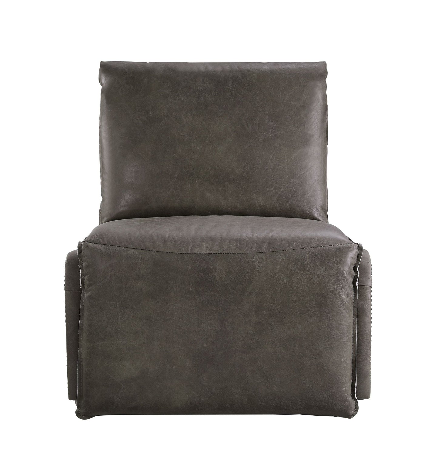 Metier Gray Top Grain Leather & Aluminum Power Motion Recliner - 1st Choice Furniture Direct