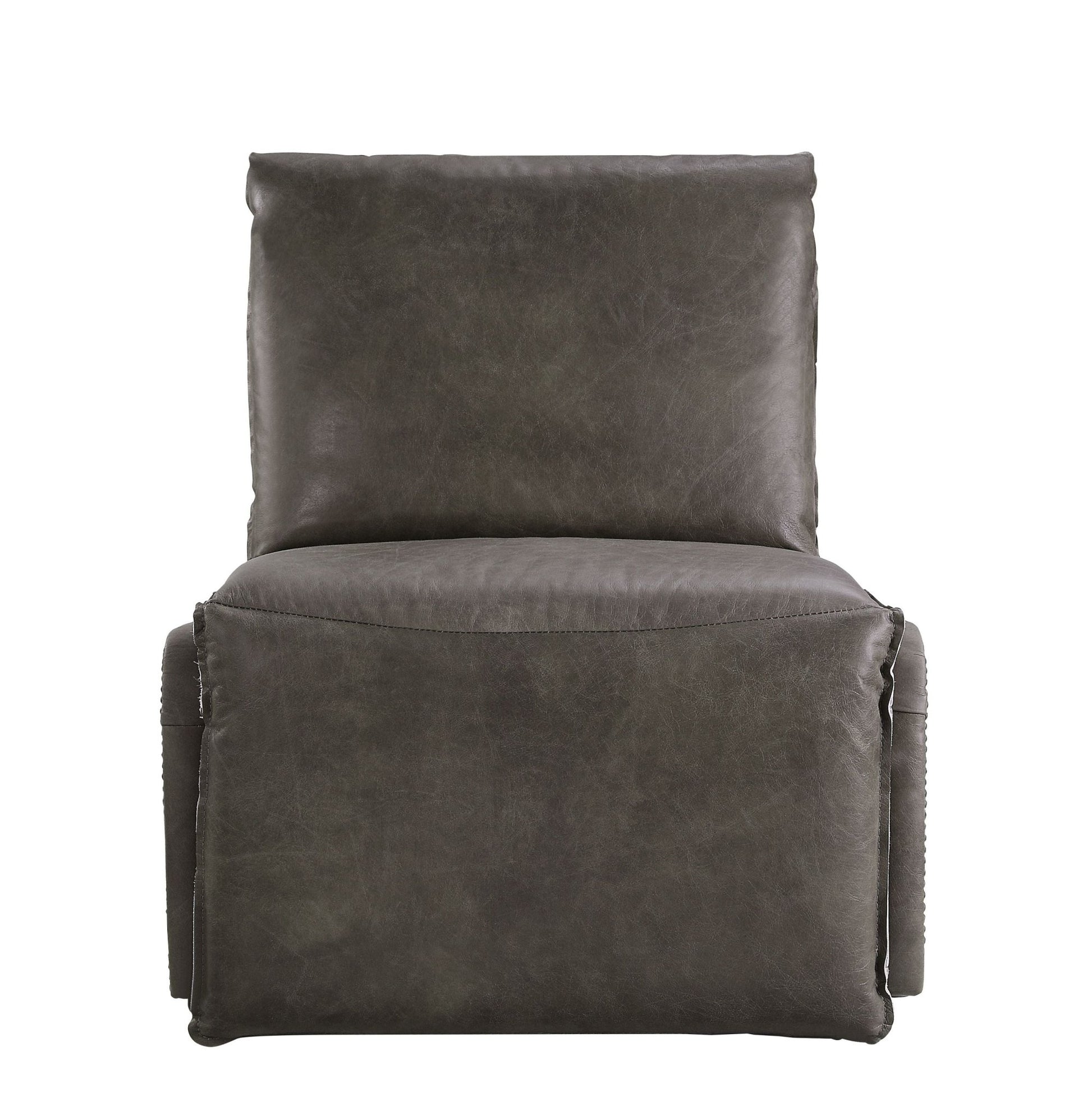 Metier Gray Top Grain Leather & Aluminum Power Motion Recliner - 1st Choice Furniture Direct