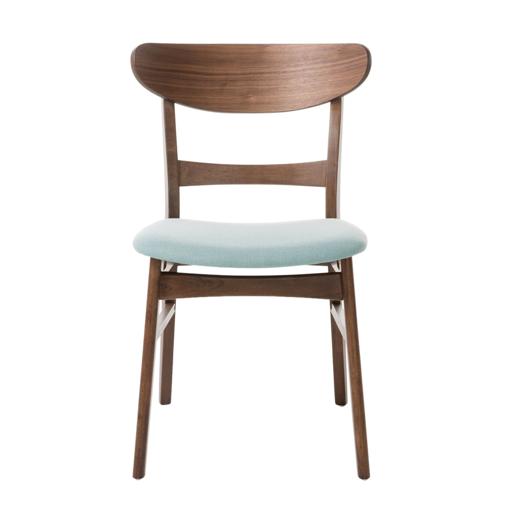 Mid - Century Dining Chair Set of 2 in Mint Fabric with Rubberwood Frame and Cushioned Seats - 1st Choice Furniture Direct